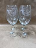 Mermaid Etched Wine Glasses — Set Of 4 // Appears Unused