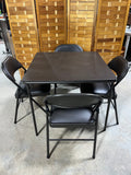 Brown Folding Card Table with 4 Folding Chairs by Meco/Sudden Comfort Corp