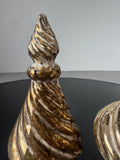 Pair of Blown Glass Metallic Gold Decorative Finials