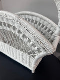 White Wicker Vintage Divided Magazine Basket