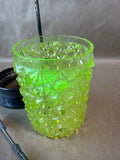 Gothic Style Antique Victorian Uranium Glass Pickle Castor With Ornate Silverplate GLOWS