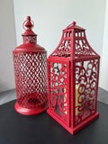 Pair of Red Metal Decorative Lanterns