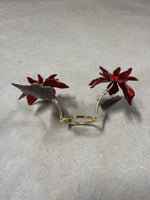 Bovano Of Chesire Red Poinsettias Vitreous Enamel On Copper Candle Bobeche Ring // 2 Available // *** Priced Individually ****