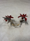 Bovano Of Chesire Red Poinsettias Vitreous Enamel On Copper Candle Bobeche Ring // 2 Available // *** Priced Individually ****