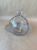 Clear Glass Butter Dome With Etched Tray