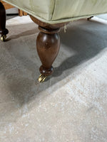 Tufted Bench on Casters with Butterfly Fabric