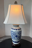Botanical Blue & White Chinoiserie Ceramic Urn Lamp (WORKS)