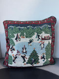 Christmas Penguins Tapestry Throw Pillow