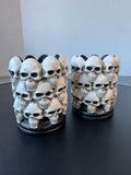 Pair of Ashland Resin Skull Pillar Candle Holders