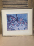 Still Life of Apples, Wine & Bread; Signed