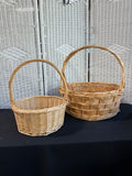 Pair of Natural Tone Woven Wicker Hand Baskets