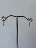Sterling/Faux Diamond Screw-On Earrings