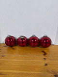 4 Red Mercury Style Heavy Ornaments With Silverplate Caps