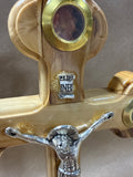 Olive Wood Cross With Essence from The Holy Land On Stand (D)