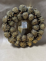 Small Pinecone Wreath With Gold Ribbon