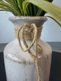 Artificial Grass Plant in Crackled Ceramic Vase