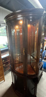 Lighted Corner Curio with Curved Glass and Mirrored Back ***HEAVY ITEM***