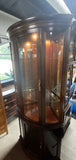 Lighted Corner Curio with Curved Glass and Mirrored Back ***HEAVY ITEM***
