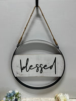 Rustic Farmhouse Round Metal & Wooden Blessed Sign