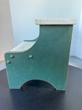 Green Painted Wooden Step Stool with Ivy Motif