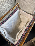 Folding Vintage Wooden Knitting Basket Caddy
