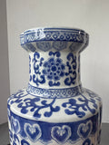 Blue & White Floral Chinoiserie Ceramic Vase