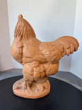 Large Italian Carved Terra Cotta Clay Hen