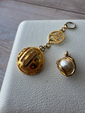 Pair of Small Gold Tone Pendants: Asian Style Faux Pearl