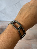 Square Link Silver Tone Bracelet