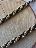 Black Cord & Gold Tone Twist Rope Necklace