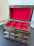 Japanese Tansu Style Vintage Wooden Jewelry Chest