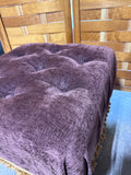 Plum Purple Velvet Tufted Foot Stool With Golden Fringe