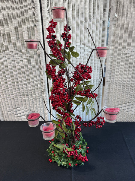 Kirklands Metal Holly Berry Candle Tree