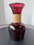 Wine Red Large Recycled Spanish Glass Vase with Raffia Accent