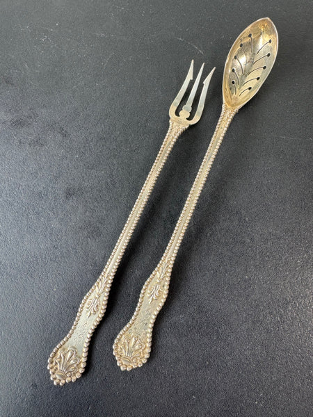 Pair of Duhme Sterling Silver Slim Serving Flatware