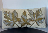 Bead Embroidered Fall Leaf Throw Pillow