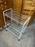 Lightweight White Rolling Metal Wire Cart