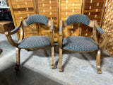Drexel Esperanto Curule-Style Pair of Arm Chairs, Sit Low/Note seat height of 15"