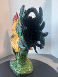2FT Blue Sky XL Majolica Ceramic Rooster