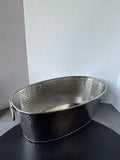 Oval Hammered Metal Ice Bucket