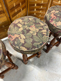 Set of 3 Swivel Bar Stools with Grape Fabric seats