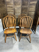 Set of 4 Oak Tone Windsor Style Chairs, unbranded