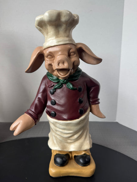 (A) Resin Pig Chef Statue