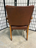 Mid Century/ Gunlocke Georgian  Style Wood/Leather Arm Chair