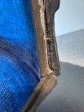 Art Nouveau Edward Miller Antique Brass & Blue Slag Glass Lamp Shade