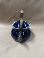 Dark Blue Teapot With Brass Trim And Handle