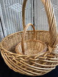 XL Wicker Woven Round Hand Basket with Small Hand Basket