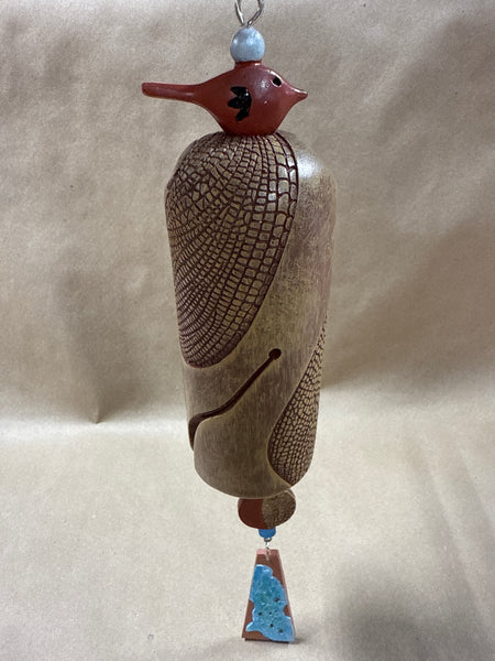 (C) Decorative Red Bird Ceramic Windchime (no sound)