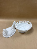 Large Milk Glass Hen On Lace Nest
