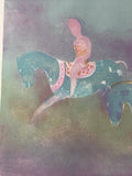 Pastel of Women on Horses by Fred Klein; Signed & Numbered
